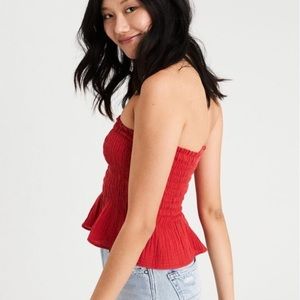 AEO smocked cropped tube top
